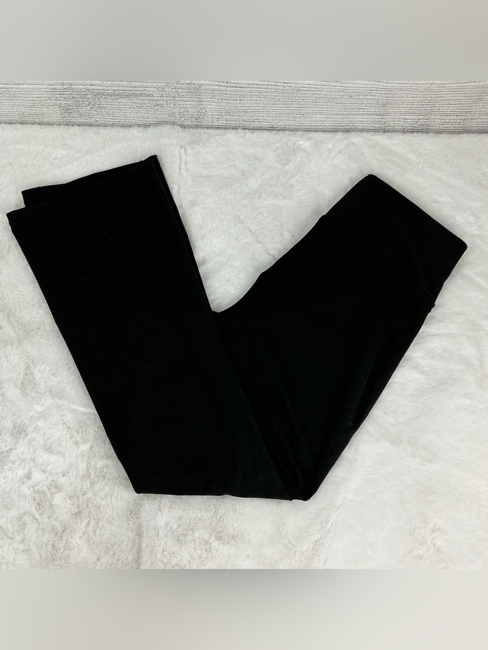 Athletex Black Flare Yoga Pants with slits on the front bottom hem